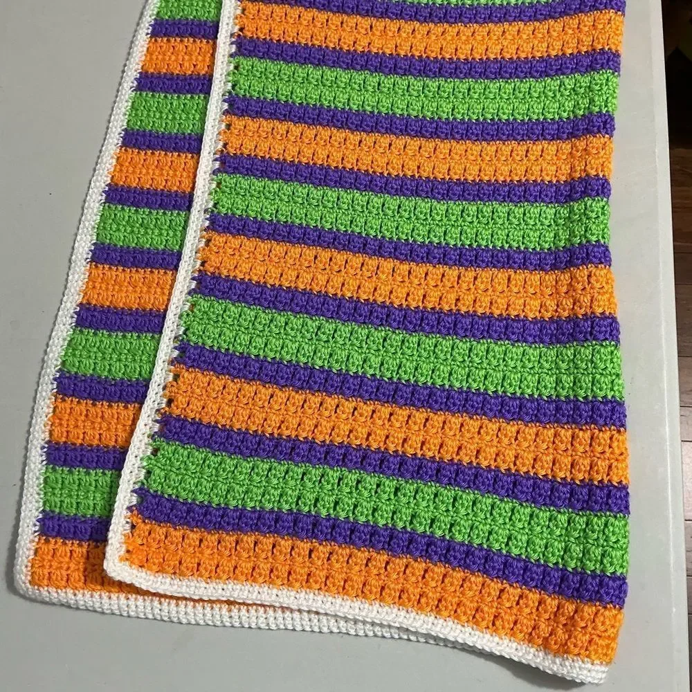 Colorful Striped Crochet Baby Blanket or throw blanket
